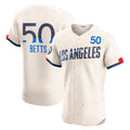 Los Angeles Dodgers #50 Mookie Betts Cream JEROMEN City Connect Elite Jersey