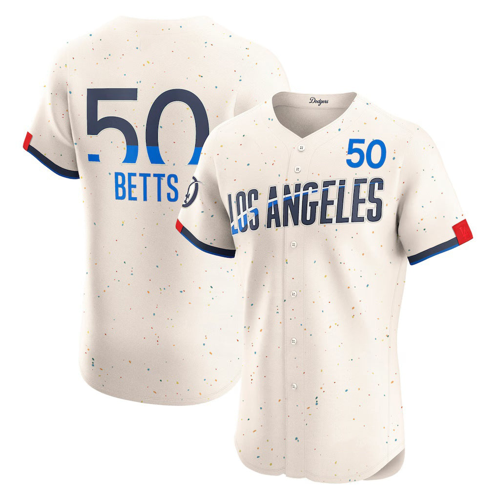 Los Angeles Dodgers #50 Mookie Betts Cream JEROMEN City Connect Elite Jersey