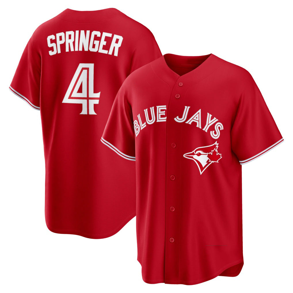Toronto Blue Jays #4 George Springer Red JEROMEN Canada Day Replica Jersey