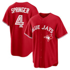 Toronto Blue Jays #4 George Springer Red JEROMEN Canada Day Replica Jersey