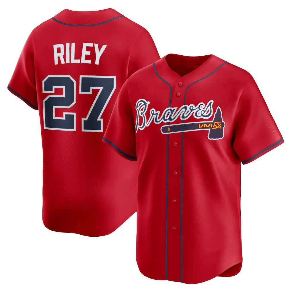 Atlanta Braves #27 Austin Riley Red JEROMEN Alternate Limited Player Jersey