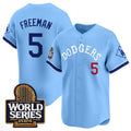 Los Angeles Dodgers #5 Freddie Freeman Blue JEROMEN With 2024 World Series Patch Vapor Premier Limited Stitched Jersey