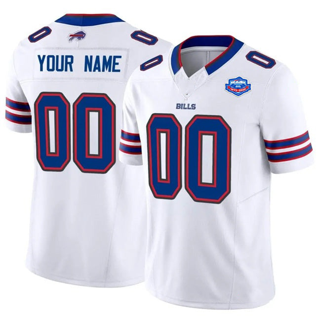 Custom B.Bills Active Player White JEROMEN 2025 F.U.S.E. With Farewell Patch Vapor Untouchable Limited Stitched Jersey