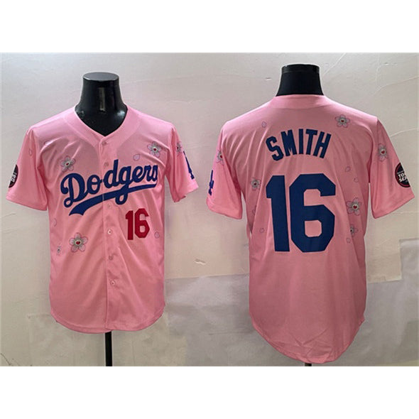 Los Angeles Dodgers #16 Will Smith Pink JEROMEN 2025 Tokyo Series Limited Stitched Jersey