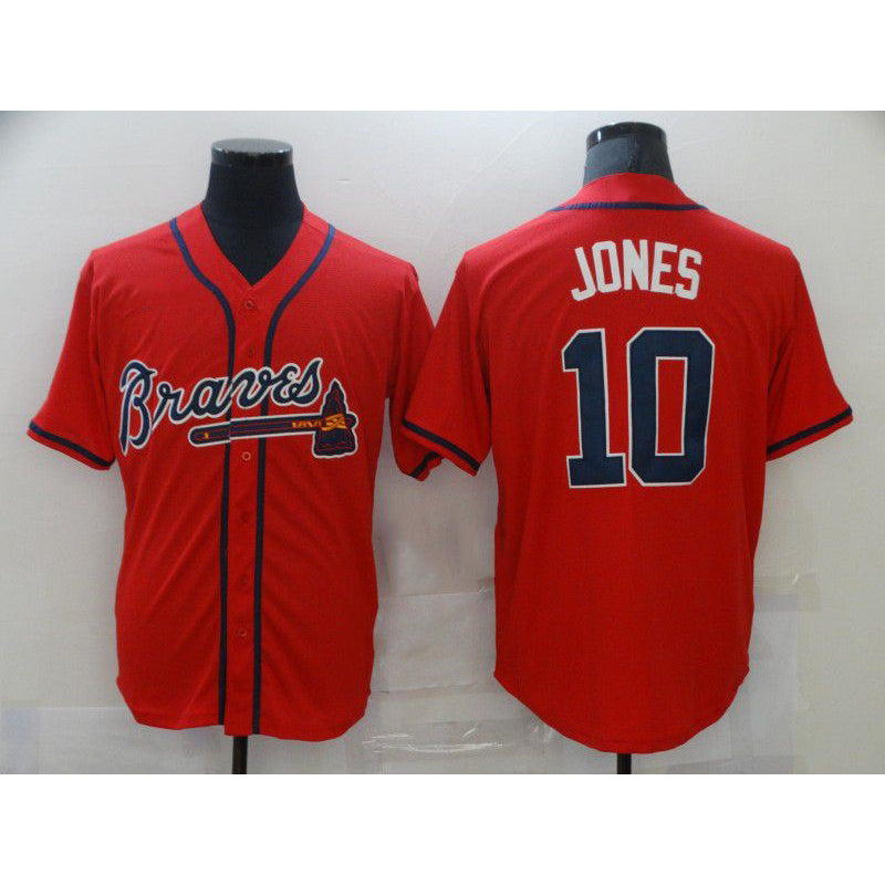 Atlanta Braves #10 Chipper Jones Red JEROMEN Stitched Cool Base Jersey