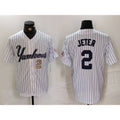 New York Yankees #2 Derek Jeter White JEROMEN Pinstripe Fashion Cool Base Jerseys 2