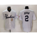 New York Yankees #2 Derek Jeter White JEROMEN Pinstripe Fashion Cool Base Jerseys 2