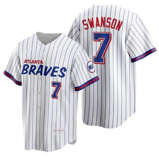 Atlanta Braves #7 Dansby Swanson White JEROMEN 2021 City Connect Stitched Jersey