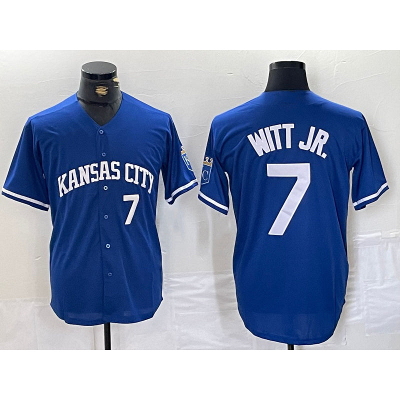 Kansas City Royals #7 Bobby Witt Jr Number Blue JEROMEN Cool Base Stitched Jersey