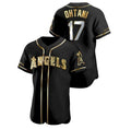 Los Angeles Angels #17 Shohei Ohtani Black Gold JEROMEN Stitched Flex Base Jersey