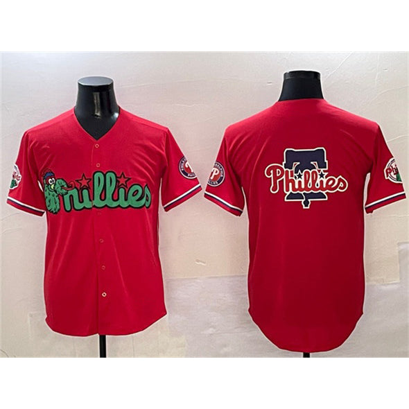 Philadelphia Phillies Team Big Logo Red JEROMEN Phanatic Limited Stitched Jersey