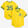 Oakland Athletics #35 Rickey Henderson Mitchell & Ness Yellow JEROMEN Authentic Batting Practice Jersey
