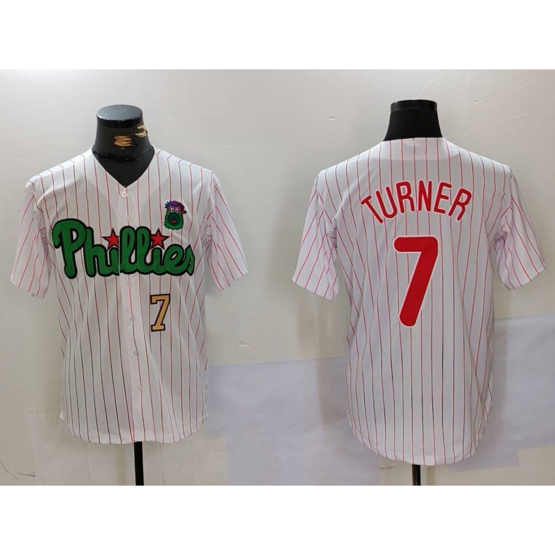 Philadelphia Phillies #7 Trea Turner White Green JEROMEN Cool Base Stitched Jerseys