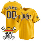 Custom San Diego Padres x One Piece Gold JEROMEN Vapor Premier Limited Jersey - Stitched