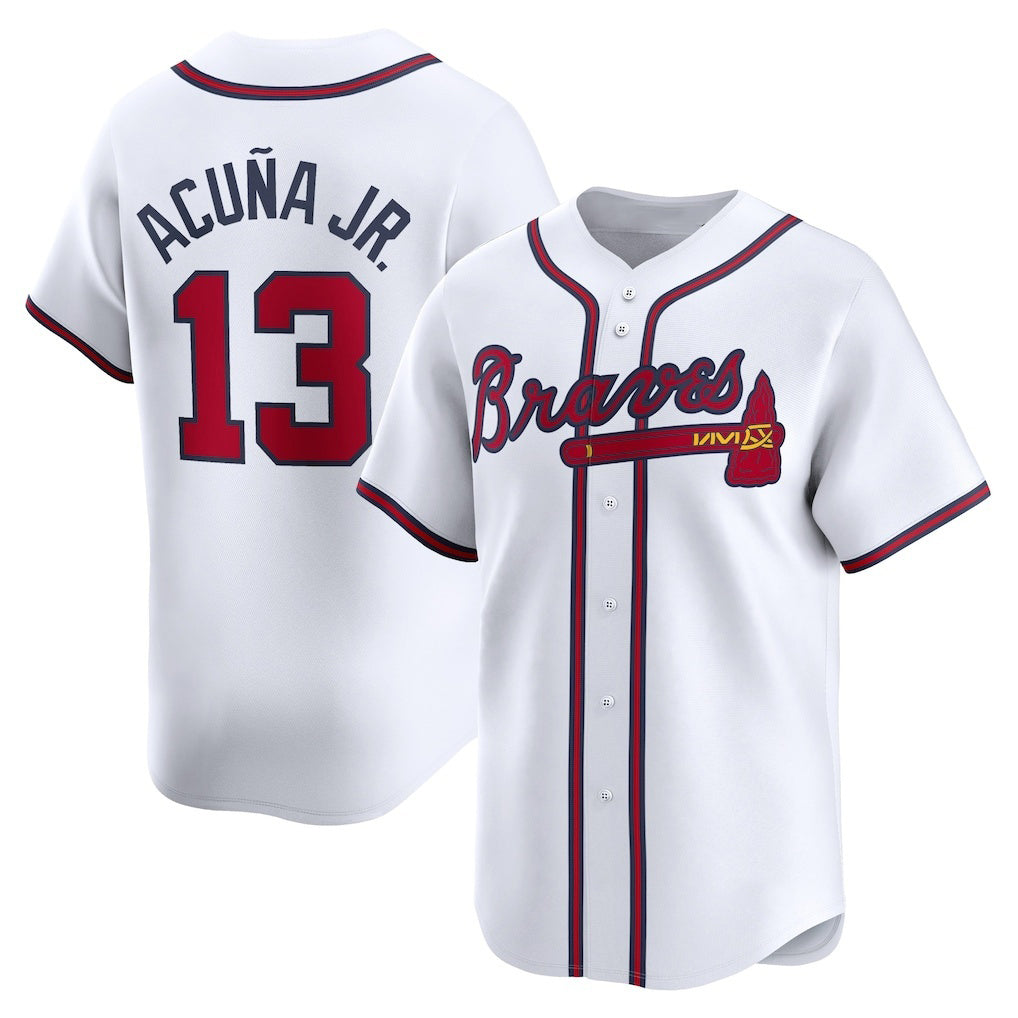 Atlanta Braves #13 JEROMENld Acu?a Jr. White JEROMEN Home Limited Player Jersey