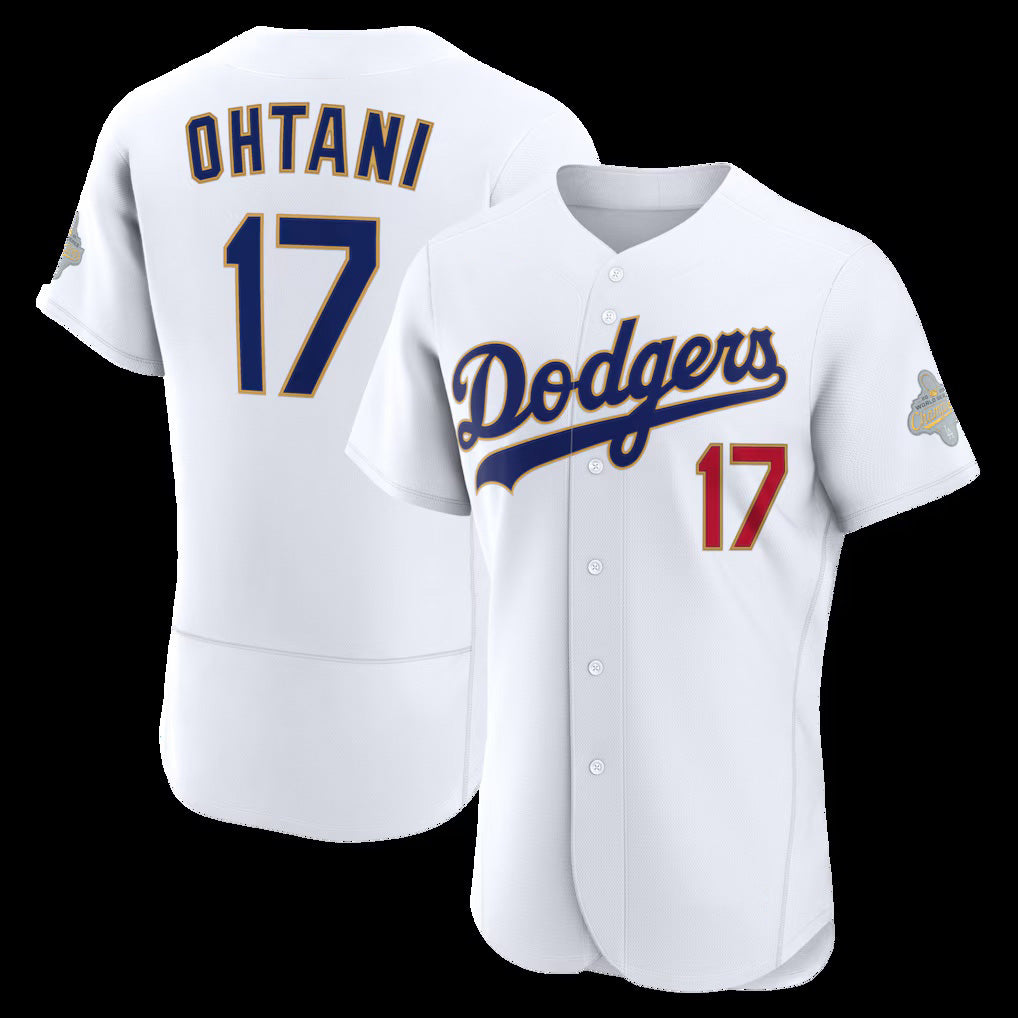 Los Angeles Dodgers #17 Shohei Ohtani White JEROMEN 2026 Gold Collection Authentic Jersey