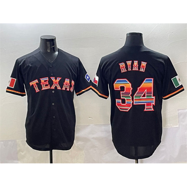 Texas Rangers #34 Nolan Ryan Black JEROMEN Mexico Limited Stitched Jersey