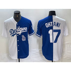 Los Angeles Dodgers #17 Shohei Ohtani White Blue JEROMEN Two Tone Stitched Jersey 2