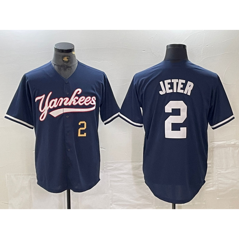 New York Yankees #2 Derek Jeter Number Navy JEROMEN Cool Base Stitched Jersey