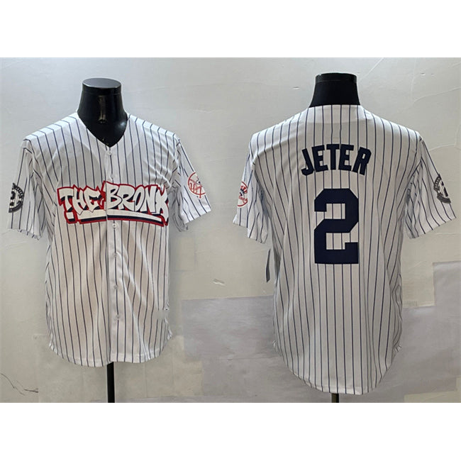 New York Yankees #2 Derek Jeter White JEROMEN Bronx Graffiti Vapor Limited Stitched Jersey