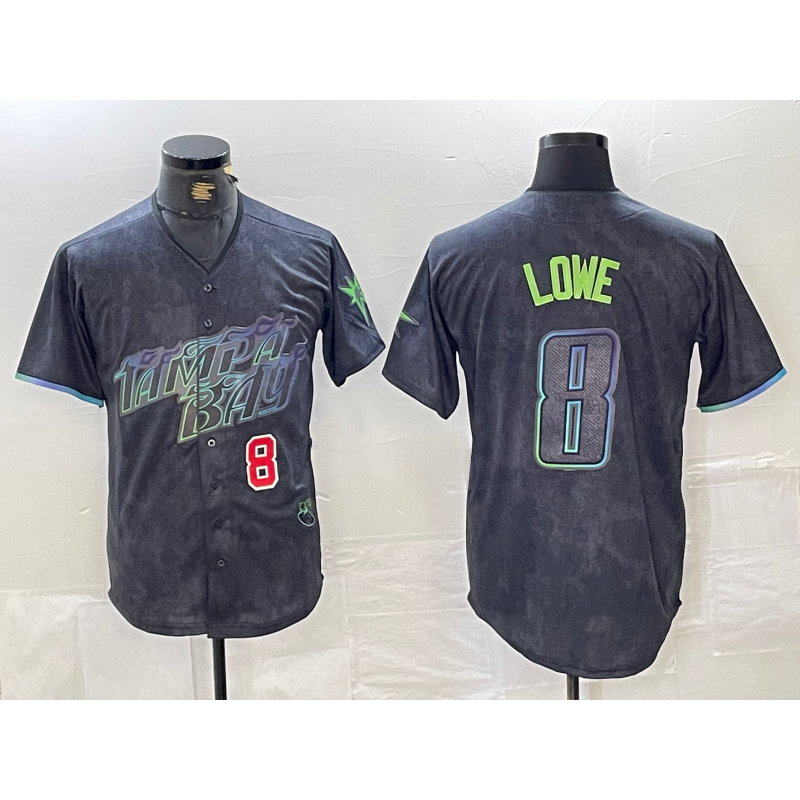 Tampa Bay Rays #8 Brandon Lowe Charcoal JEROMEN 2024 City Connect Player Number Limited Cool Base Jerseys
