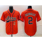 Houston Astros #2 Alex Bregman Number Orange JEROMEN With Patch Cool Base Stitched Jersey