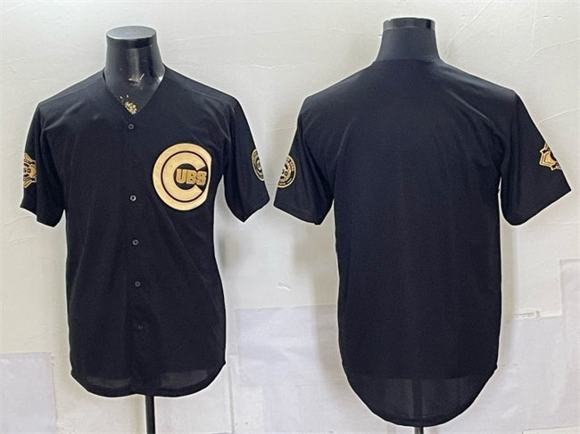 Chicago Cubs Blank Black Gold JEROMEN 150th Anniversary Patch Stitched Jersey