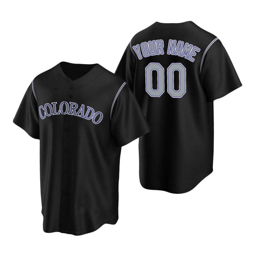 Custom Colorado Rockies Black JEROMEN Stitched Cool Base Jersey