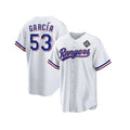 Texas Rangers #53 Adolis Garc¨ªa White JEROMEN 2023 World Series Stitched Jersey