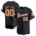 Custom Atlanta Braves Peaches n¡¯ Cream Vapor Premier Limited Jersey ¨C Black JEROMEN