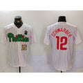 Philadelphia Phillies #12 Kyle Schwarber White Green JEROMEN Cool Base Stitched Jerseys