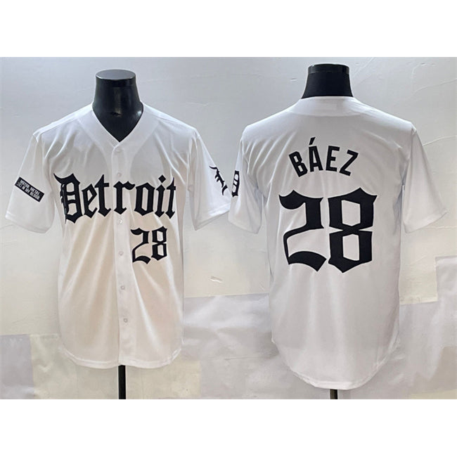 Detroit Tigers #28 Javier B¨¢ez White JEROMEN 'Motor Gothic Edition' Vapor Premier Limited Stitched Jersey