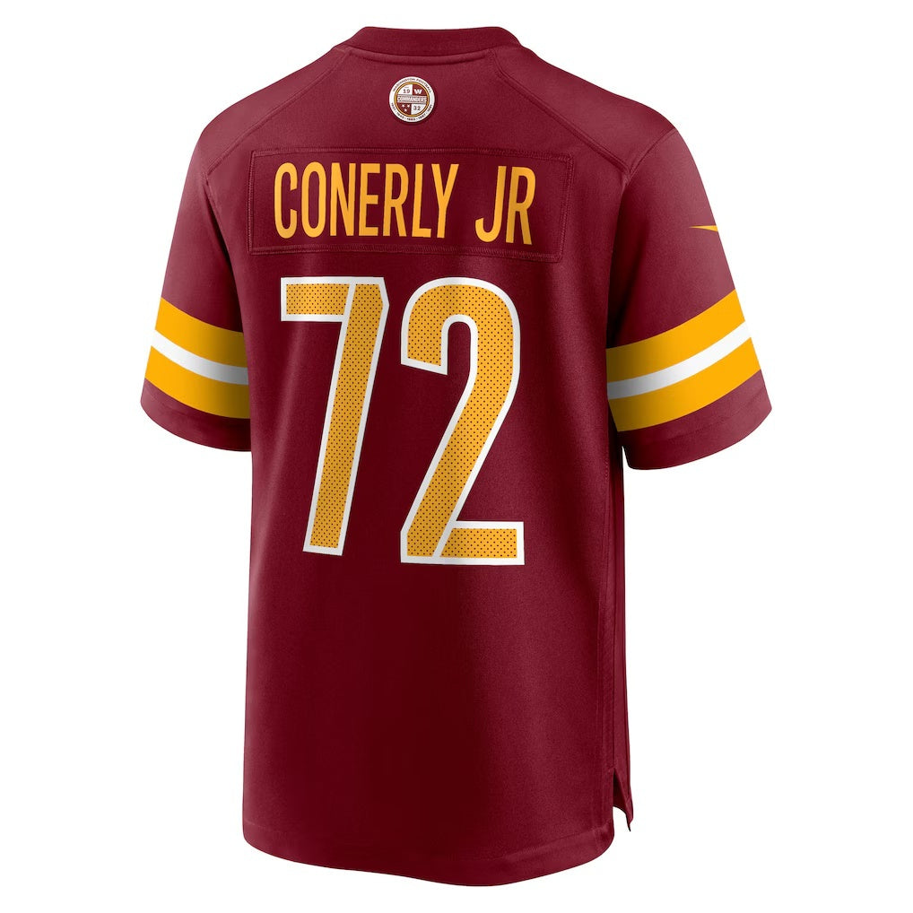 W.Commanders #72 Josh Conerly Jr. Burgundy JEROMEN 2025 Draft First Round Pick Game Jersey