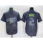 Tampa Bay Rays #2 Yandy Diaz Number Charcoal JEROMEN 2024 City Connect Limited Stitched Jersey 2