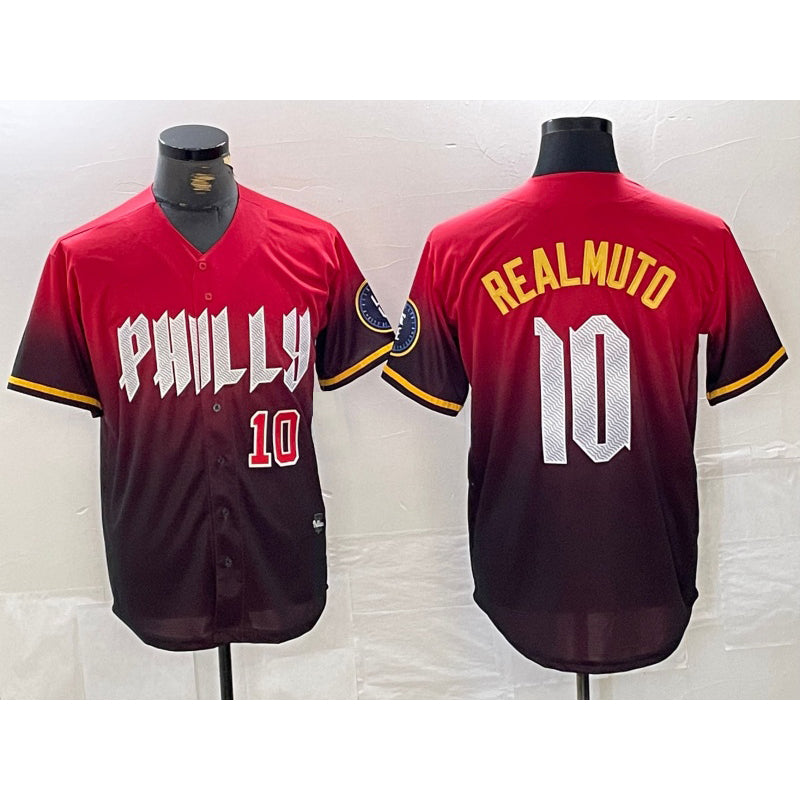 Philadelphia Phillies #10 JT Realmuto Red JEROMEN 2024 City Player Number Cool Base Jerseys