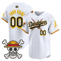 Custom Los Angeles Dodgers x One Piece x Mamba White JEROMEN Vapor Premier Limited Jersey - Stitched