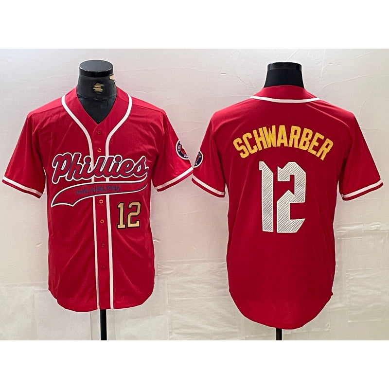 Philadelphia Phillies #12 Kyle Schwarber Red JEROMEN 2024 City Connect Limited Stitched Jersey 3