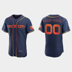 Custom Houston Astros Active Player 2022 Navy JEROMEN City Connect Flex Base Stitched Jersey