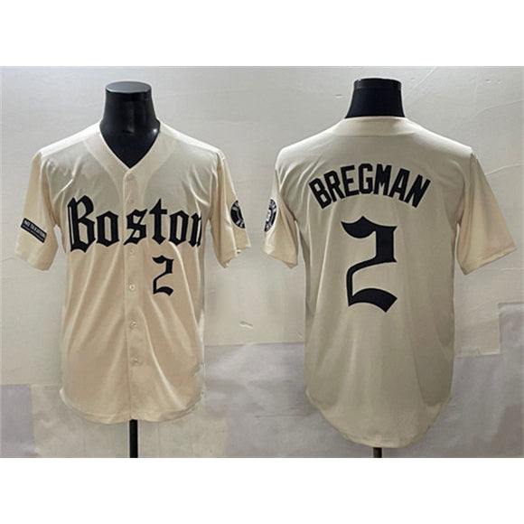 Boston Red Sox #2 Alex Bregman Cream JEROMEN Gothic Vapor Limited Stitched Jersey