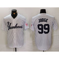 New York Yankees #99 Aaron Judge White JEROMEN Pinstripe Fashion Cool Base Jersey 3