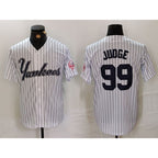 New York Yankees #99 Aaron Judge White JEROMEN Pinstripe Fashion Cool Base Jersey 3