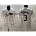 San Diego Padres #3 Jackson Merrill White JEROMEN Throwback With Patch Cool Base Stitched Jersey