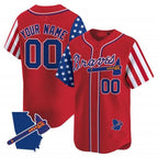 Custom Atlanta Braves 2024 Independence Day Vapor Premier Limited Jersey V2 ¨C Red JEROMEN