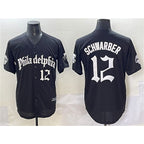 Philadelphia Phillies #12 Kyle Schwarber Black JEROMEN Gothic Vapor Limited Stitched Jersey