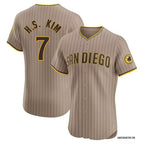 San Diego Padres #7 Ha Seong Kim White JEROMEN Stitched Cool Base Brown Jersey
