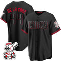 Cincinnati Reds #44 Elly De La Cruz Black JEROMEN City Connect With Patch Limited Stitched Jersey