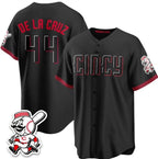 Cincinnati Reds #44 Elly De La Cruz Black JEROMEN City Connect With Patch Limited Stitched Jersey