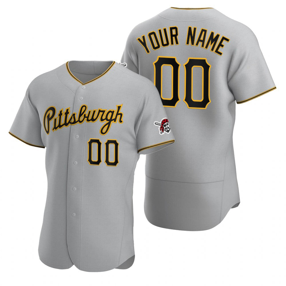 Custom Pittsburgh Pirates Gray JEROMEN Stitched Flex Base 2020 Road Jersey