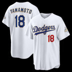 Los Angeles Dodgers #18 Yoshinobu Yamamoto White JEROMEN 2026 Gold Collection Stadium Jersey