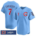 Chicago Cubs #7 Dansby Swanson Blue JEROMEN 'Ryne Sandberg Tribute' Vapor Limited V3 Stitched Jersey